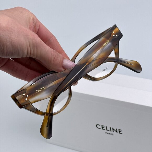 Celine CL50040I 055 BRAND NEW Eyeglasses Striped Blue Brown Havana Women Cat Eye - Picture 3 of 10